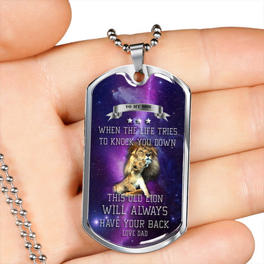 Gag Father son Gift For Him - FAMILY GIFT- my son necklace pendant Jewelry- To my son dog tag charm birthday gift 30 inch